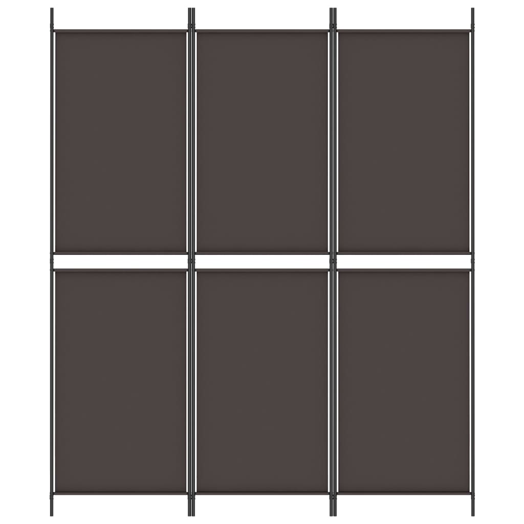 vidaXL 3-Panel Room Divider Brown 150x180 cm Fabric