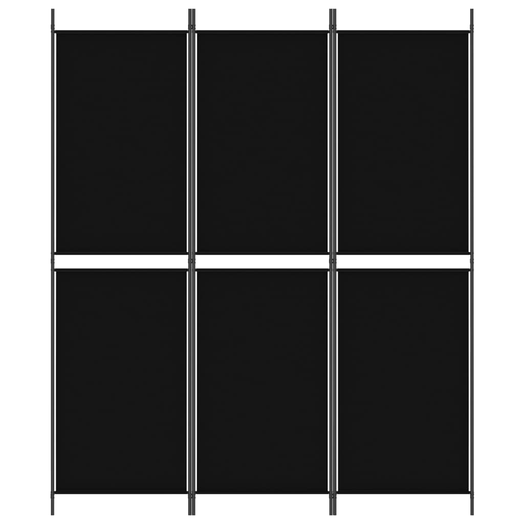 vidaXL 3-Panel Room Divider Black 150x180 cm Fabric