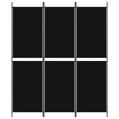 vidaXL 3-Panel Room Divider Black 150x180 cm Fabric