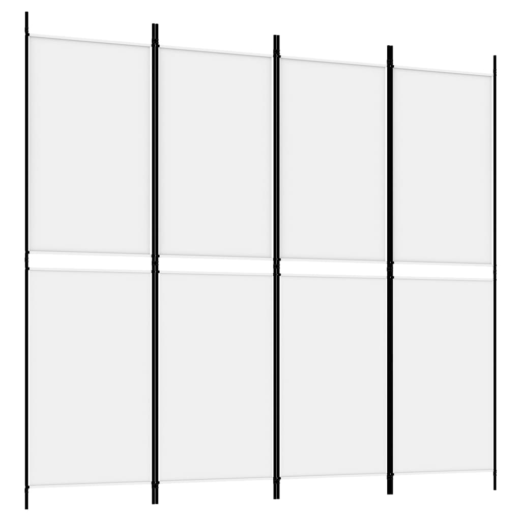 vidaXL 4-Panel Room Divider White 200x180 cm Fabric