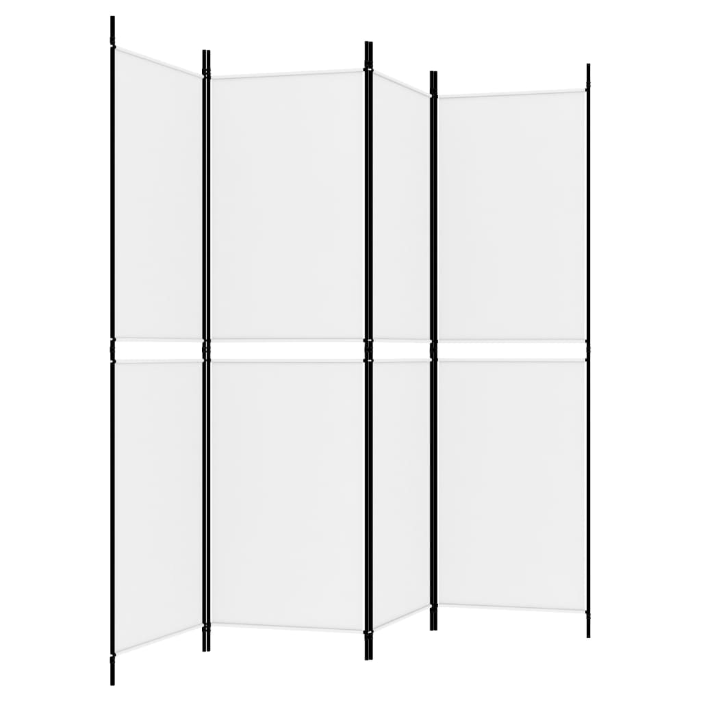 vidaXL 4-Panel Room Divider White 200x180 cm Fabric