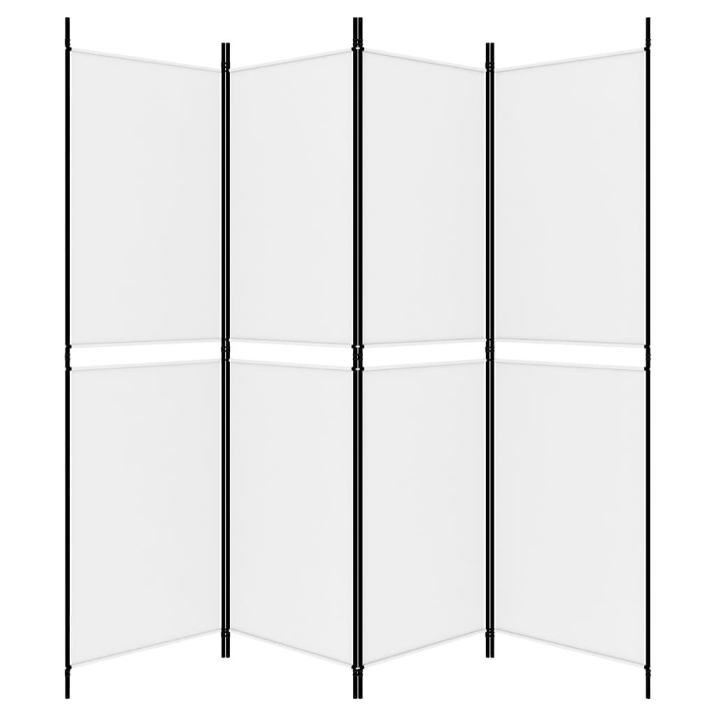 vidaXL 4-Panel Room Divider White 200x180 cm Fabric