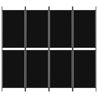 vidaXL 4-Panel Room Divider Black 200x180 cm Fabric