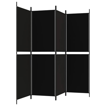 vidaXL 4-Panel Room Divider Black 200x180 cm Fabric