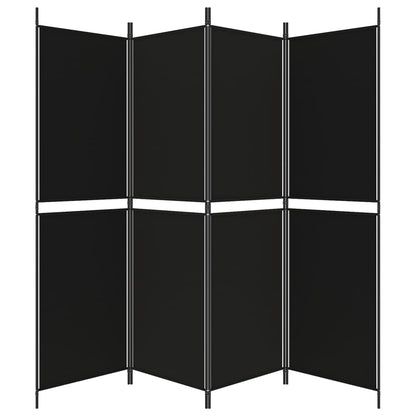 vidaXL 4-Panel Room Divider Black 200x180 cm Fabric