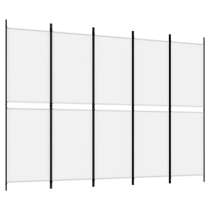 vidaXL 5-Panel Room Divider White 250x180 cm Fabric