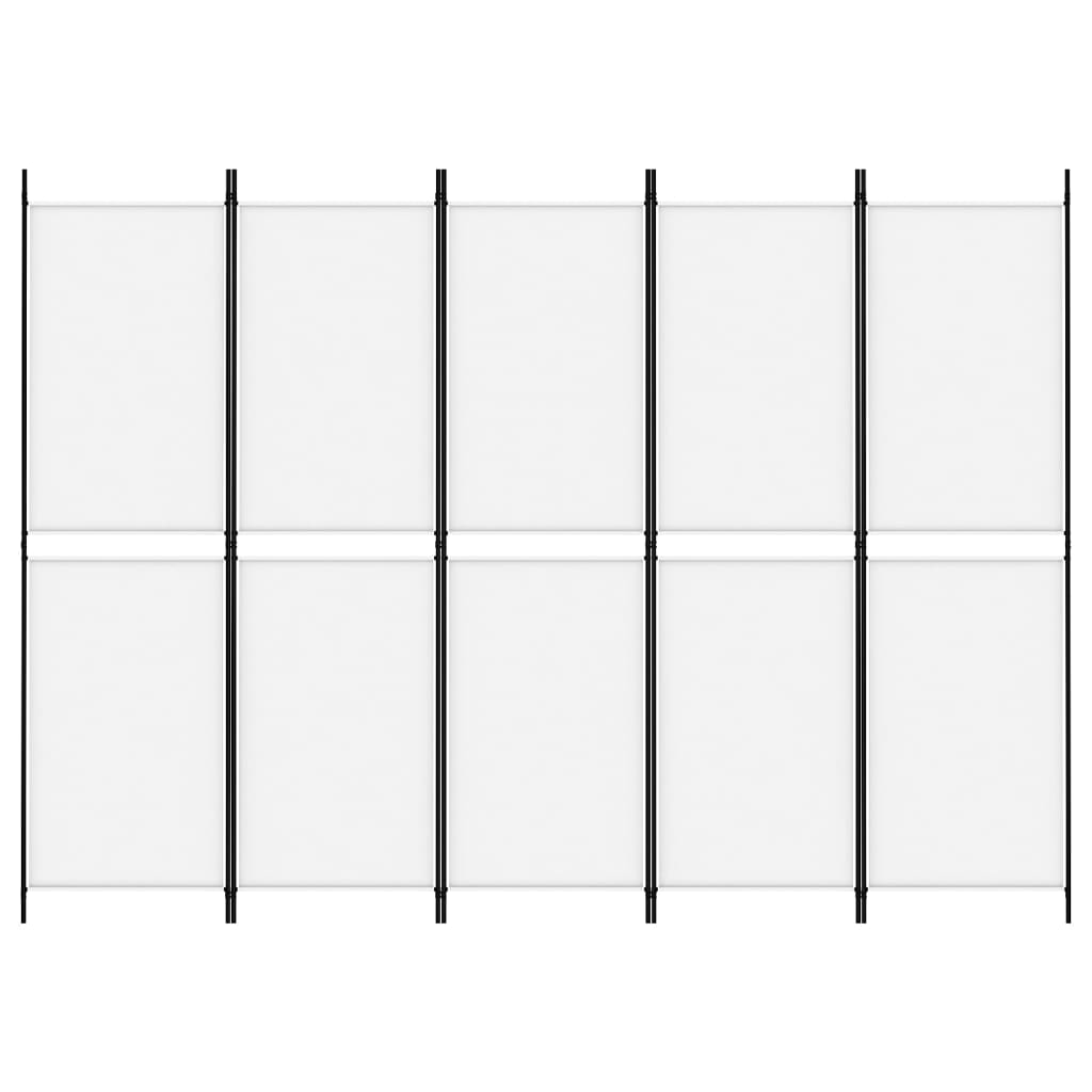 vidaXL 5-Panel Room Divider White 250x180 cm Fabric