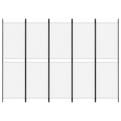 vidaXL 5-Panel Room Divider White 250x180 cm Fabric