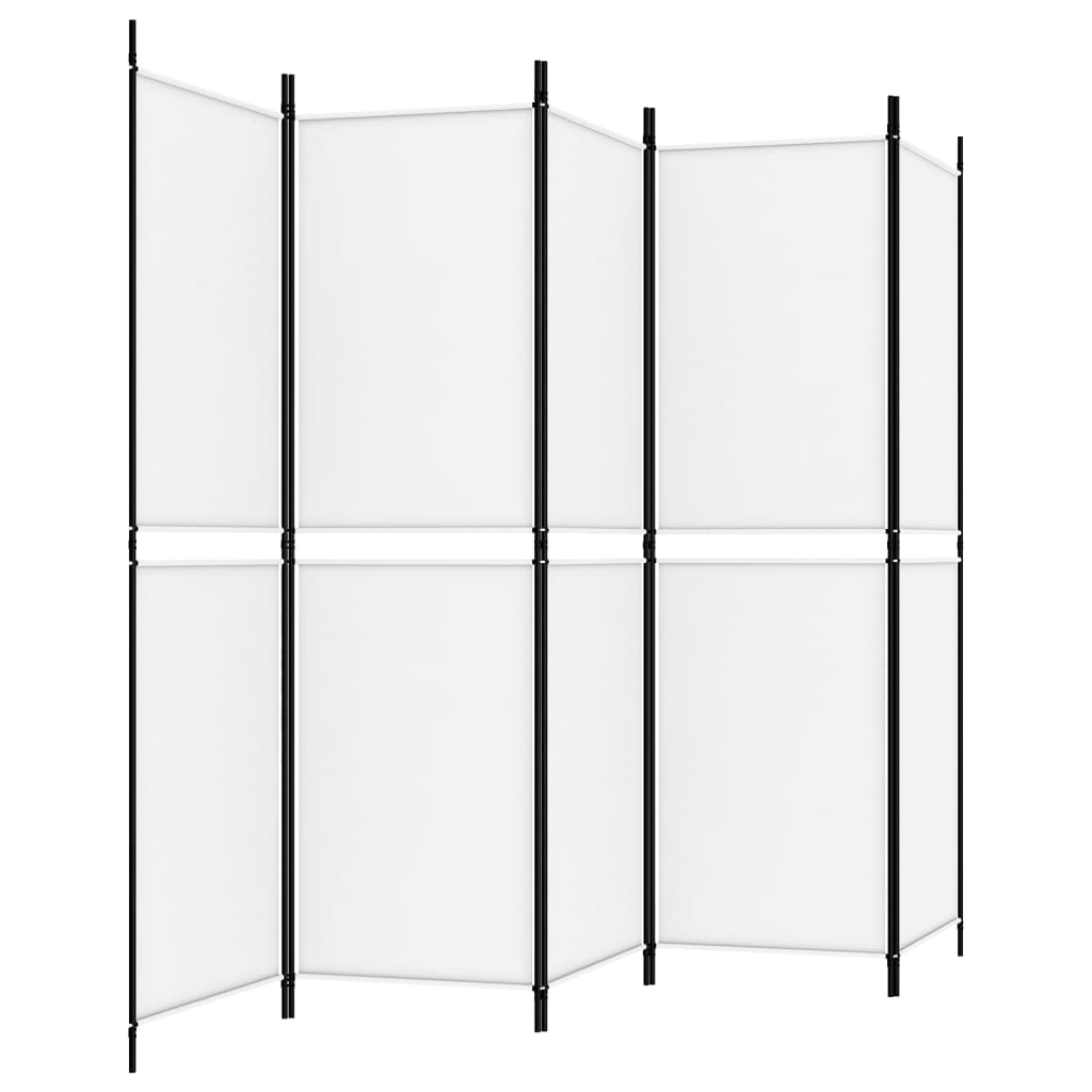 vidaXL 5-Panel Room Divider White 250x180 cm Fabric