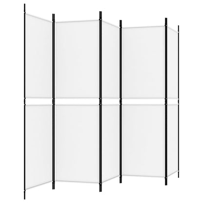 vidaXL 5-Panel Room Divider White 250x180 cm Fabric