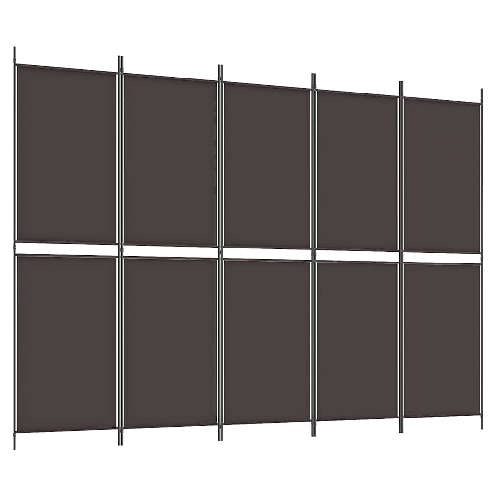 vidaXL 5-Panel Room Divider Brown 250x180 cm Fabric