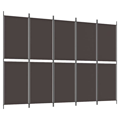 vidaXL 5-Panel Room Divider Brown 250x180 cm Fabric