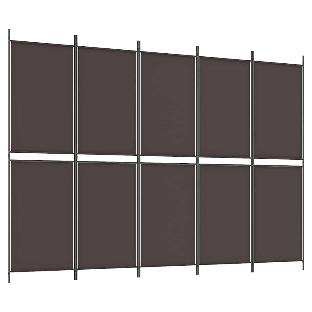 vidaXL 5-Panel Room Divider Brown 250x180 cm Fabric