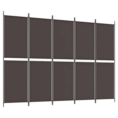 vidaXL 5-Panel Room Divider Brown 250x180 cm Fabric