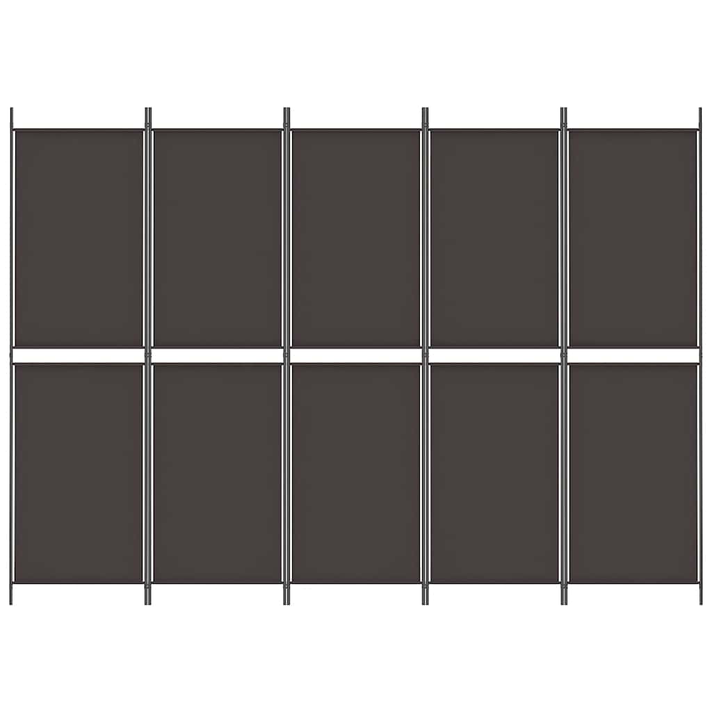 vidaXL 5-Panel Room Divider Brown 250x180 cm Fabric