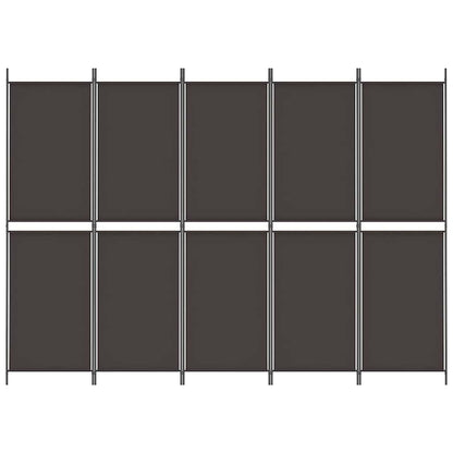 vidaXL 5-Panel Room Divider Brown 250x180 cm Fabric