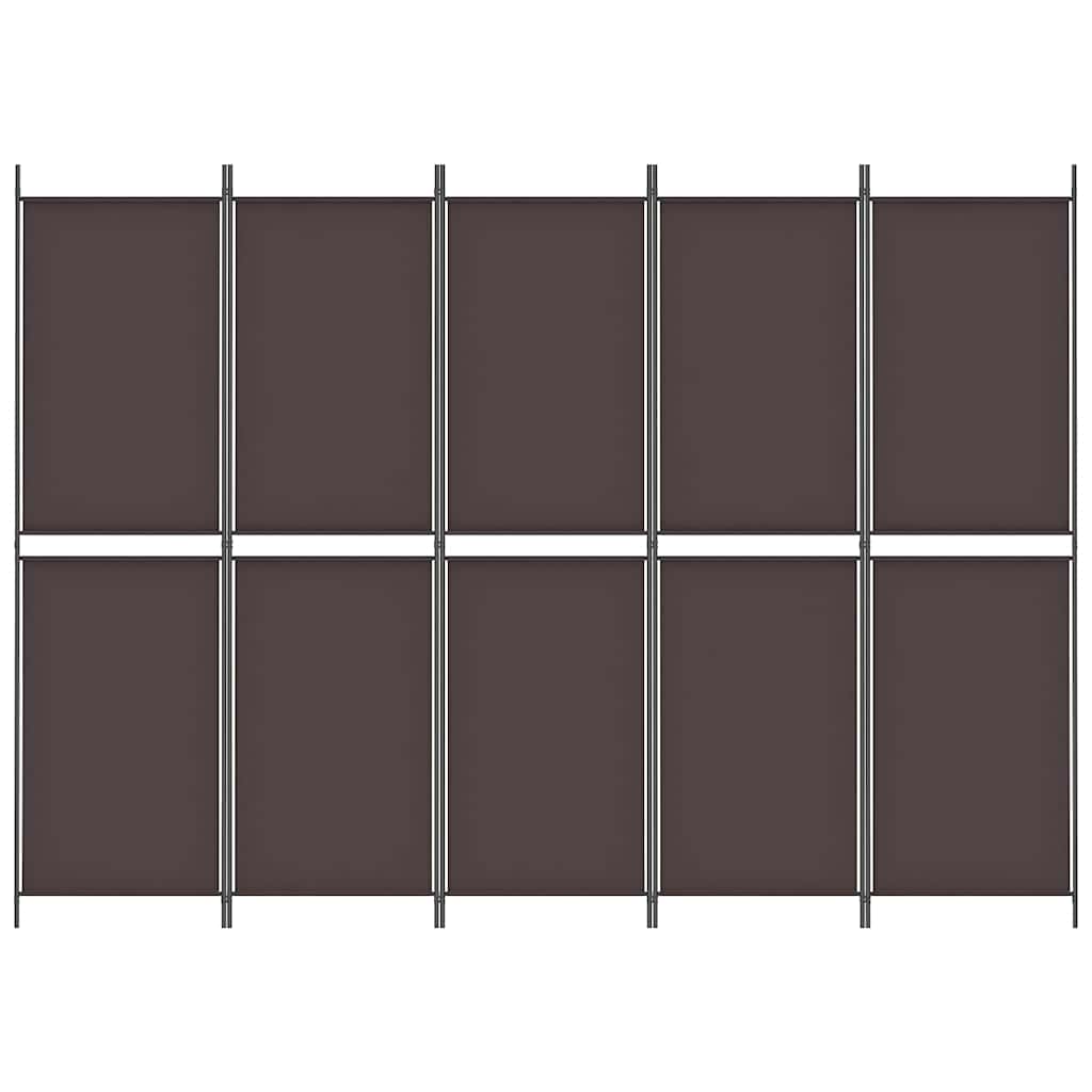 vidaXL 5-Panel Room Divider Brown 250x180 cm Fabric