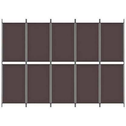 vidaXL 5-Panel Room Divider Brown 250x180 cm Fabric