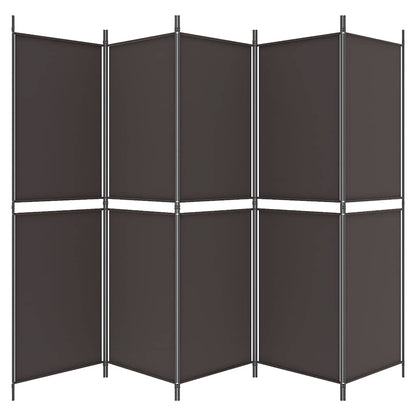 vidaXL 5-Panel Room Divider Brown 250x180 cm Fabric