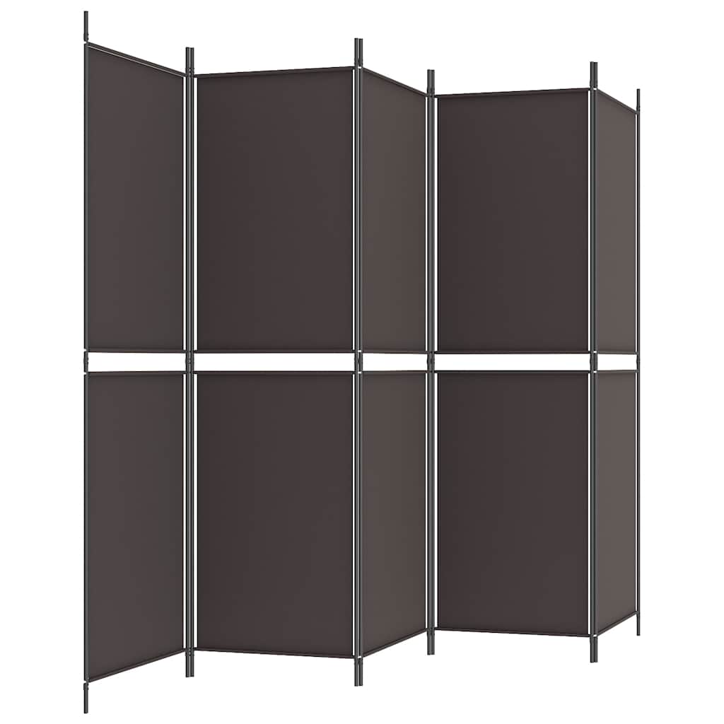 vidaXL 5-Panel Room Divider Brown 250x180 cm Fabric