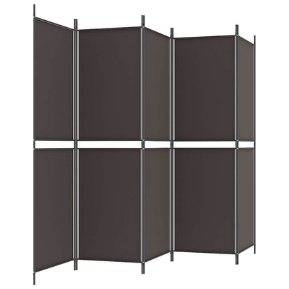 vidaXL 5-Panel Room Divider Brown 250x180 cm Fabric