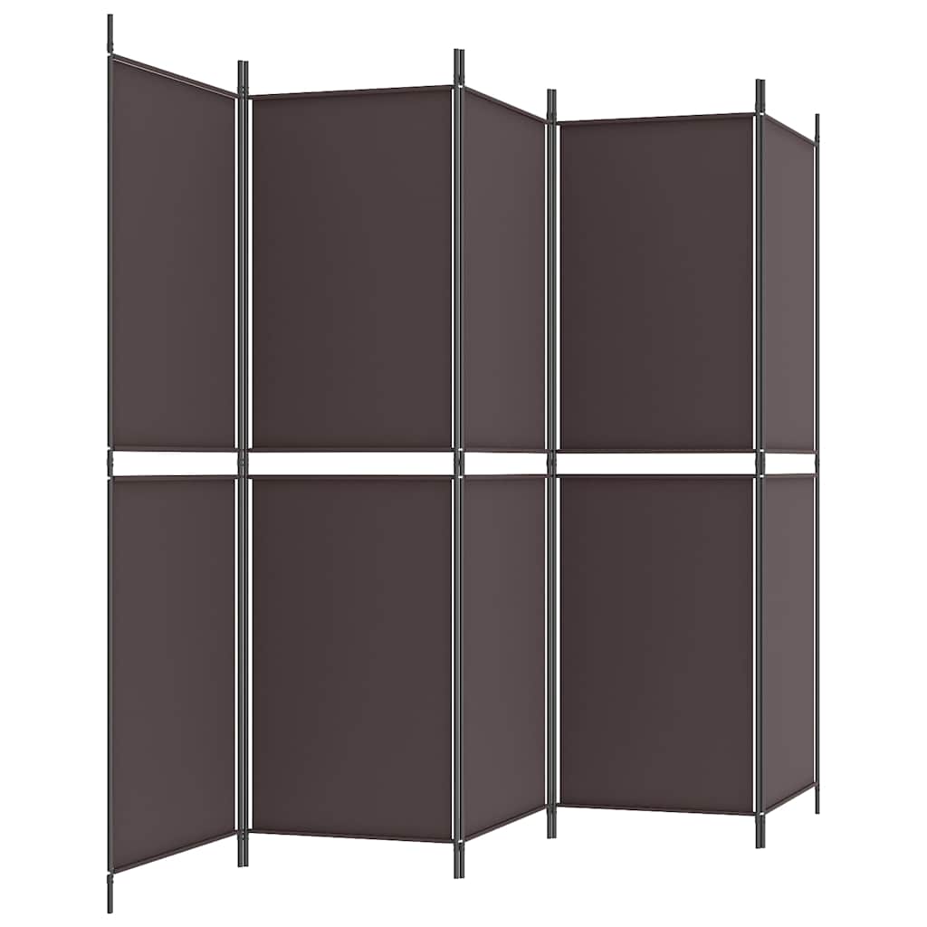 vidaXL 5-Panel Room Divider Brown 250x180 cm Fabric