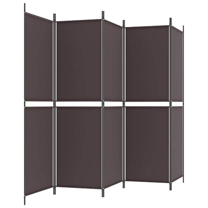 vidaXL 5-Panel Room Divider Brown 250x180 cm Fabric