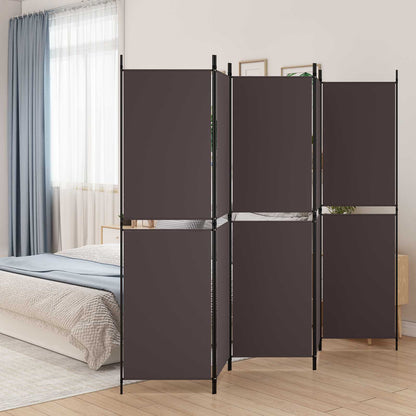 vidaXL 5-Panel Room Divider Brown 250x180 cm Fabric