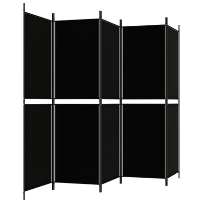 vidaXL 5-Panel Room Divider Black 250x180 cm Fabric