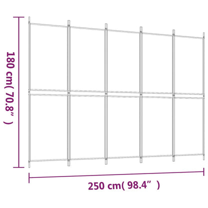 vidaXL 5-Panel Room Divider Black 250x180 cm Fabric