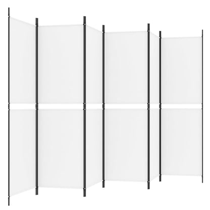 vidaXL 6-Panel Room Divider White 300x180 cm Fabric