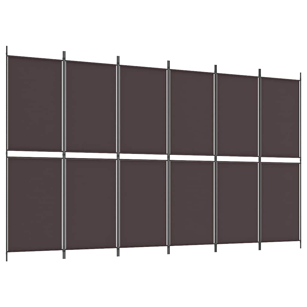 vidaXL 6-Panel Room Divider Brown 300x180 cm Fabric