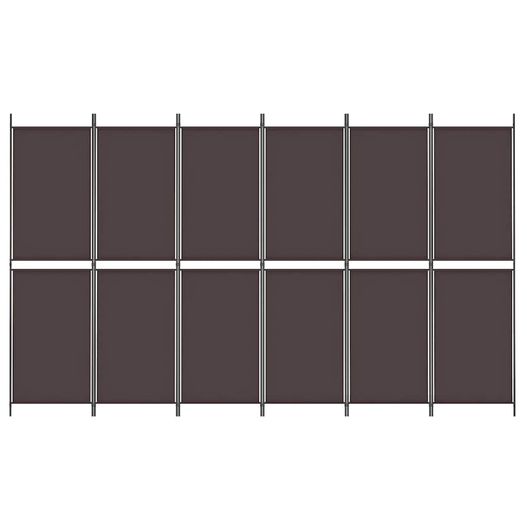 vidaXL 6-Panel Room Divider Brown 300x180 cm Fabric