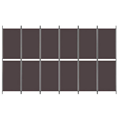 vidaXL 6-Panel Room Divider Brown 300x180 cm Fabric