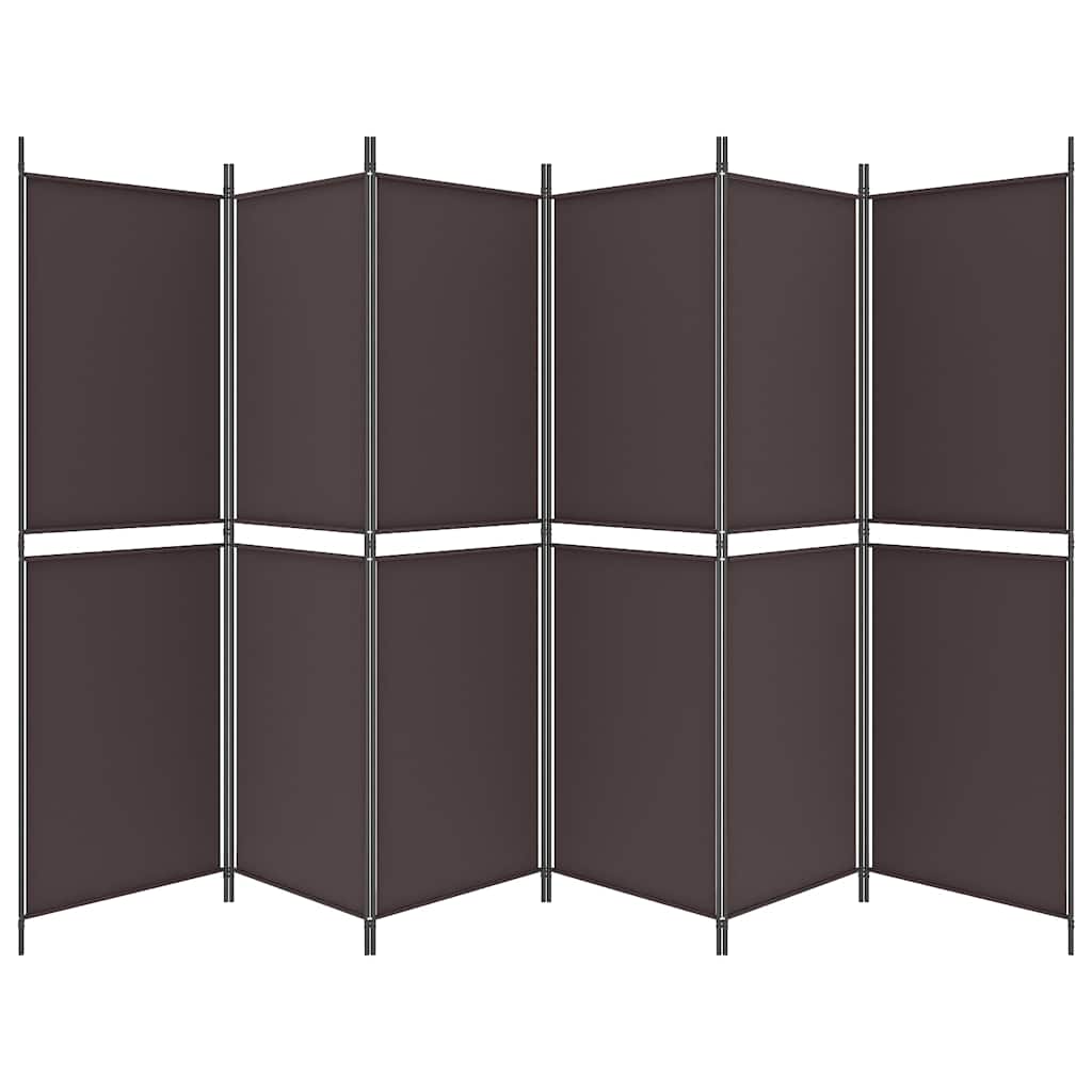 vidaXL 6-Panel Room Divider Brown 300x180 cm Fabric