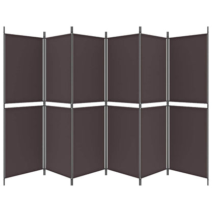 vidaXL 6-Panel Room Divider Brown 300x180 cm Fabric