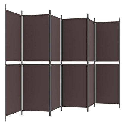vidaXL 6-Panel Room Divider Brown 300x180 cm Fabric