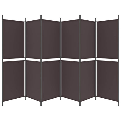 vidaXL 6-Panel Room Divider Brown 300x180 cm Fabric