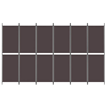 vidaXL 6-Panel Room Divider Brown 300x180 cm Fabric