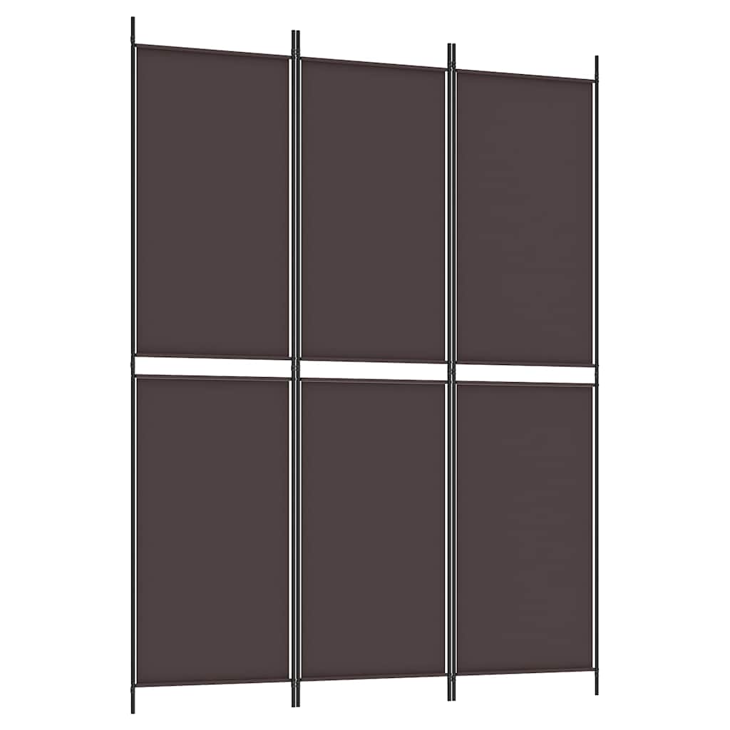 vidaXL 3-Panel Room Divider Brown 150x200 cm Fabric