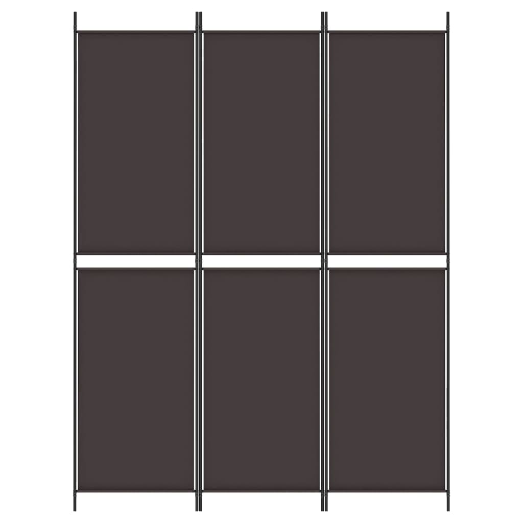 vidaXL 3-Panel Room Divider Brown 150x200 cm Fabric