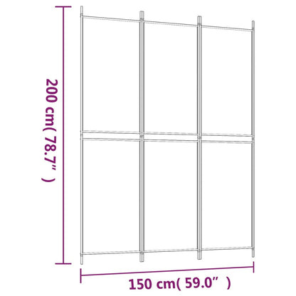 vidaXL 3-Panel Room Divider Brown 150x200 cm Fabric