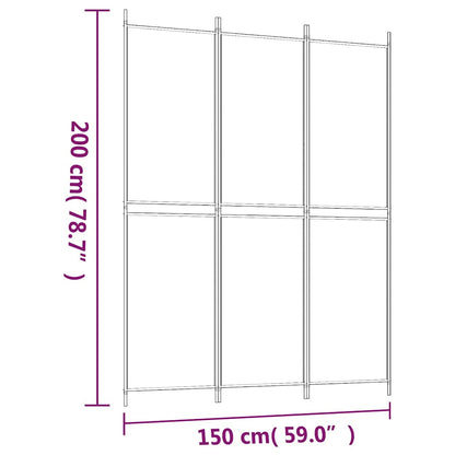 vidaXL 3-Panel Room Divider Brown 150x200 cm Fabric