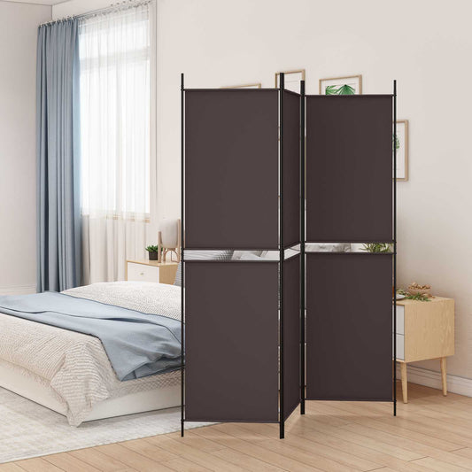 vidaXL 3-Panel Room Divider Brown 150x200 cm Fabric
