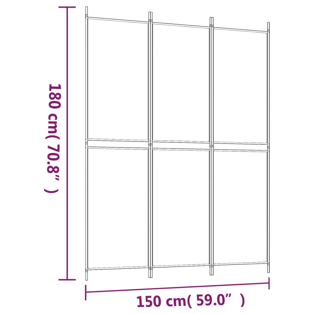 vidaXL 3-Panel Room Divider Black 150x200 cm Fabric