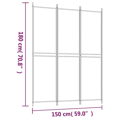 vidaXL 3-Panel Room Divider Black 150x200 cm Fabric