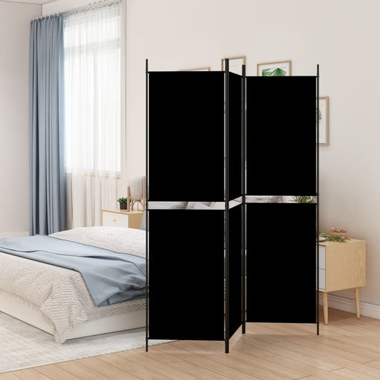 vidaXL 3-Panel Room Divider Black 150x200 cm Fabric