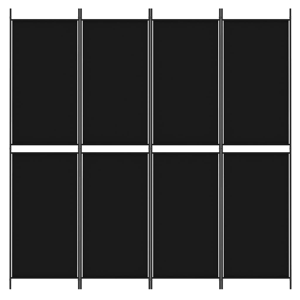 vidaXL 4-Panel Room Divider Black 200x200 cm Fabric