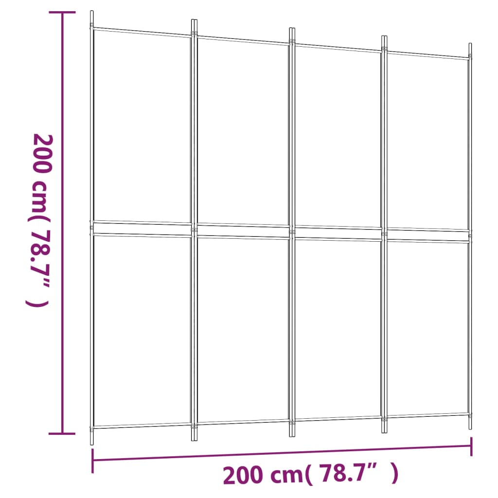 vidaXL 4-Panel Room Divider Black 200x200 cm Fabric