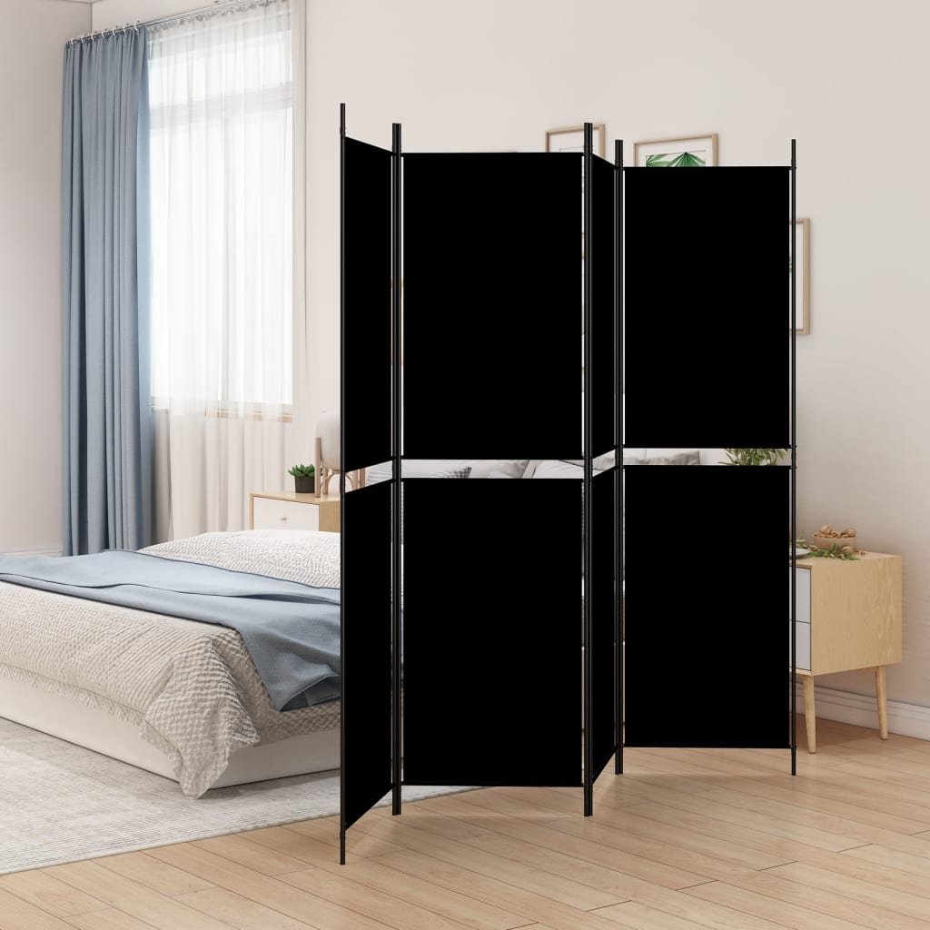 vidaXL 4-Panel Room Divider Black 200x200 cm Fabric